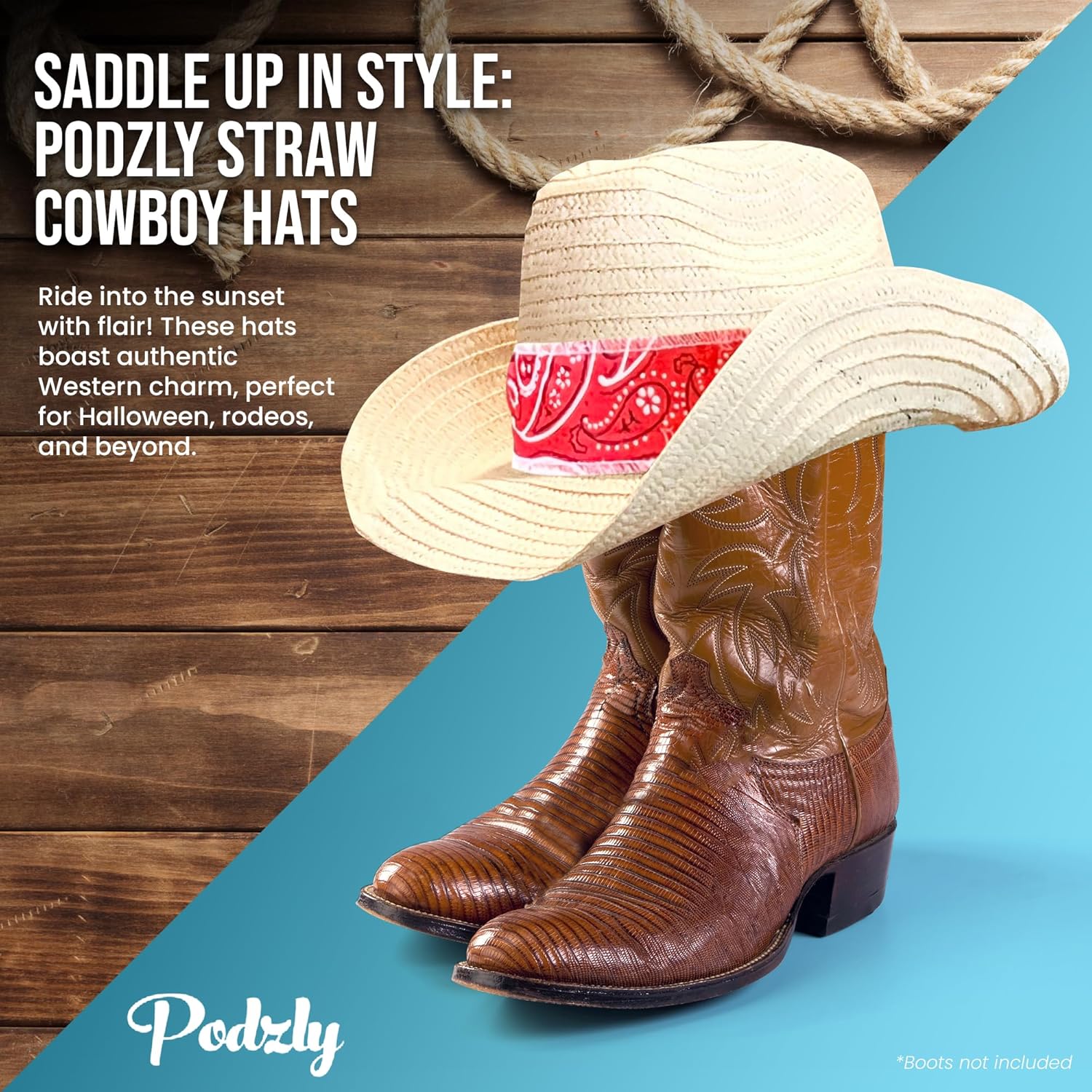 Podzly 12 Piece Straw Cowboy Hats - Stylish Western Hats for Men Women