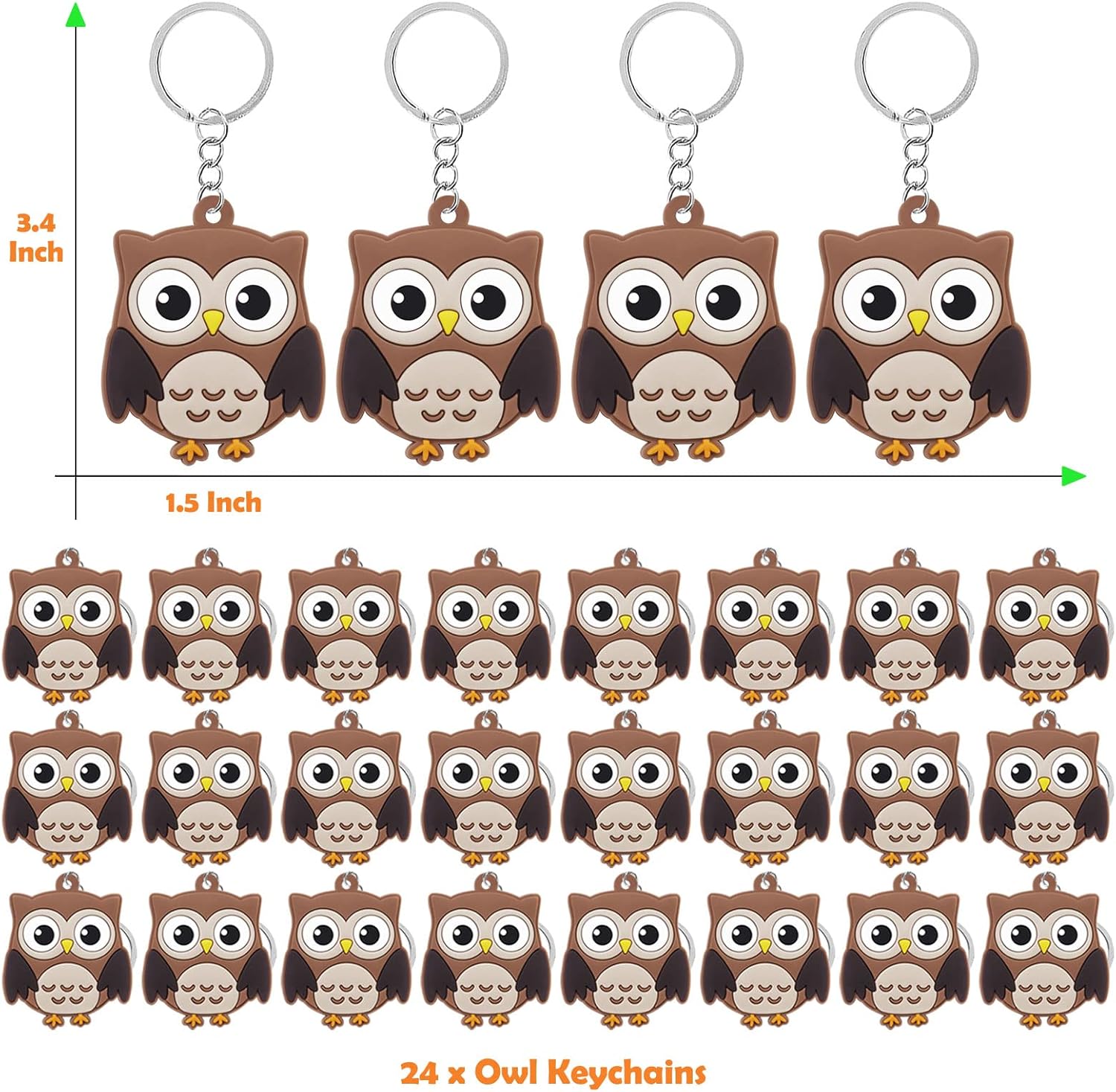 CiciBear 24 Owl Keychains - Forest Jungle Safari Party Decor