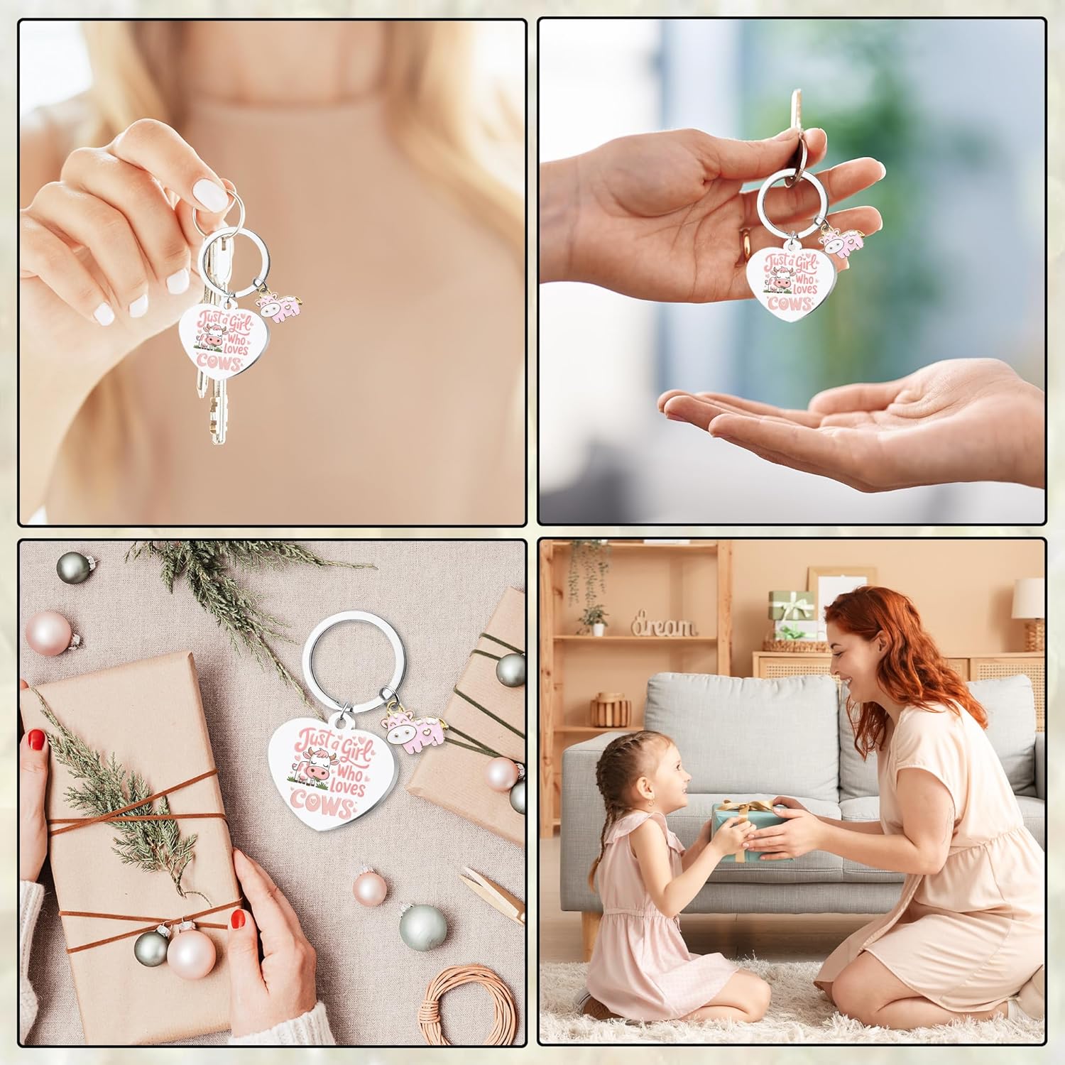 Cute Cow Keychain for Girls and Cowgirls