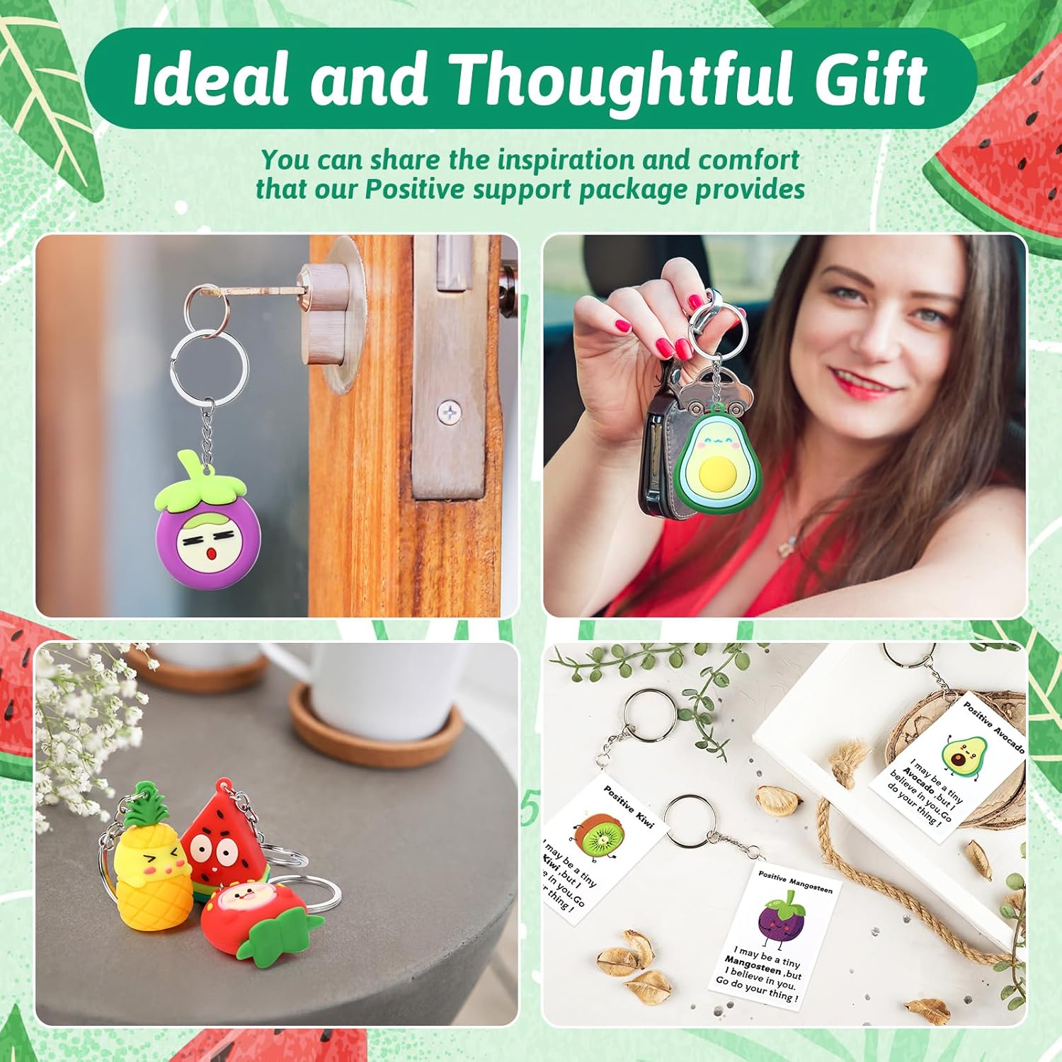 Quelay Inspirational Fruit Keychain Set Bulk Gift