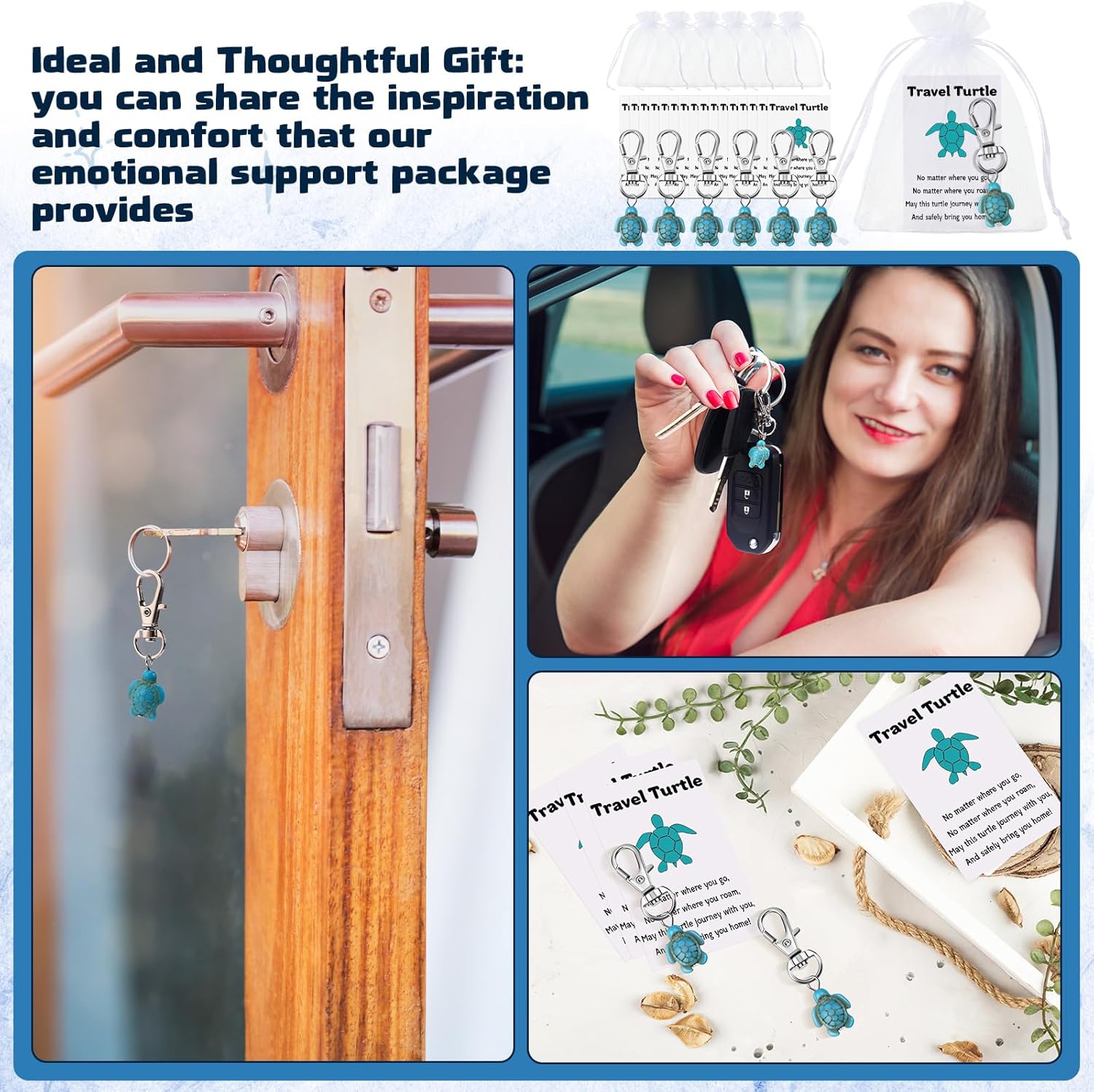 Travel Turtle Keychain Set for Gifts and Good Luck