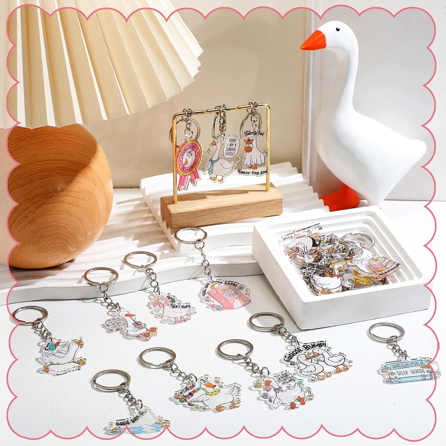 100 Pcs Silly Goose Keychains Bulk Pack