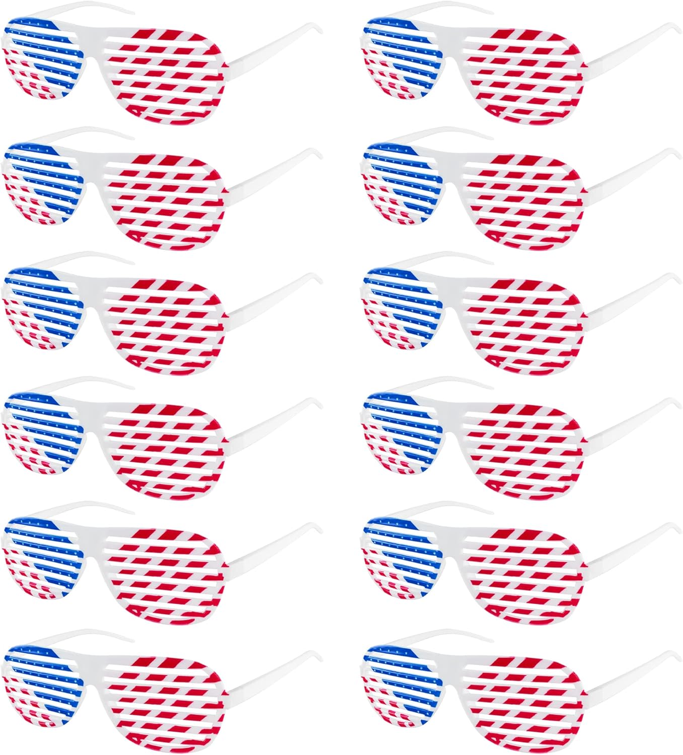 American Flag Plastic Shutter Sunglasses 12 Pairs
