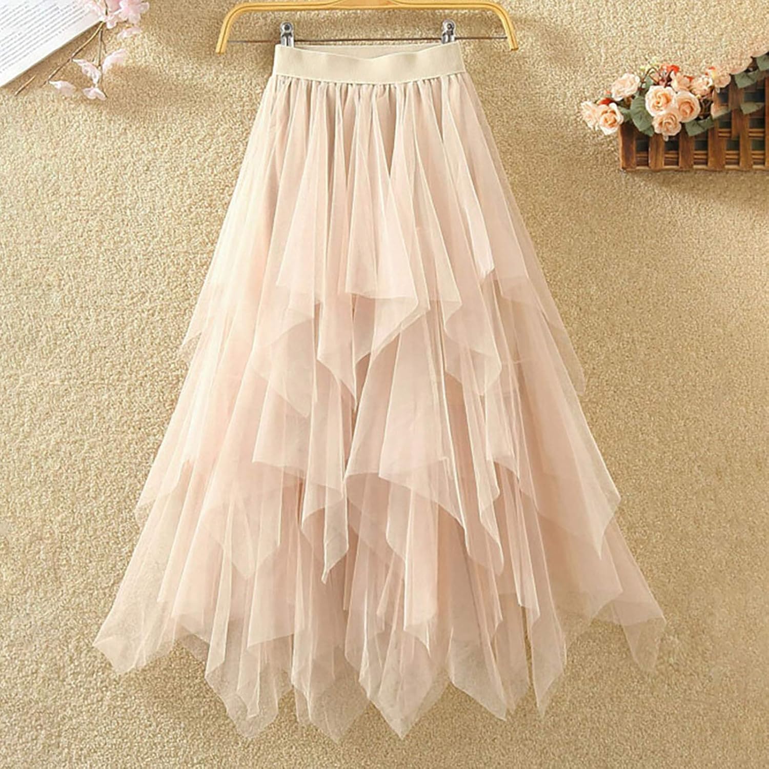 Elastic Skirt Set for Girls with Mesh A-Line Design