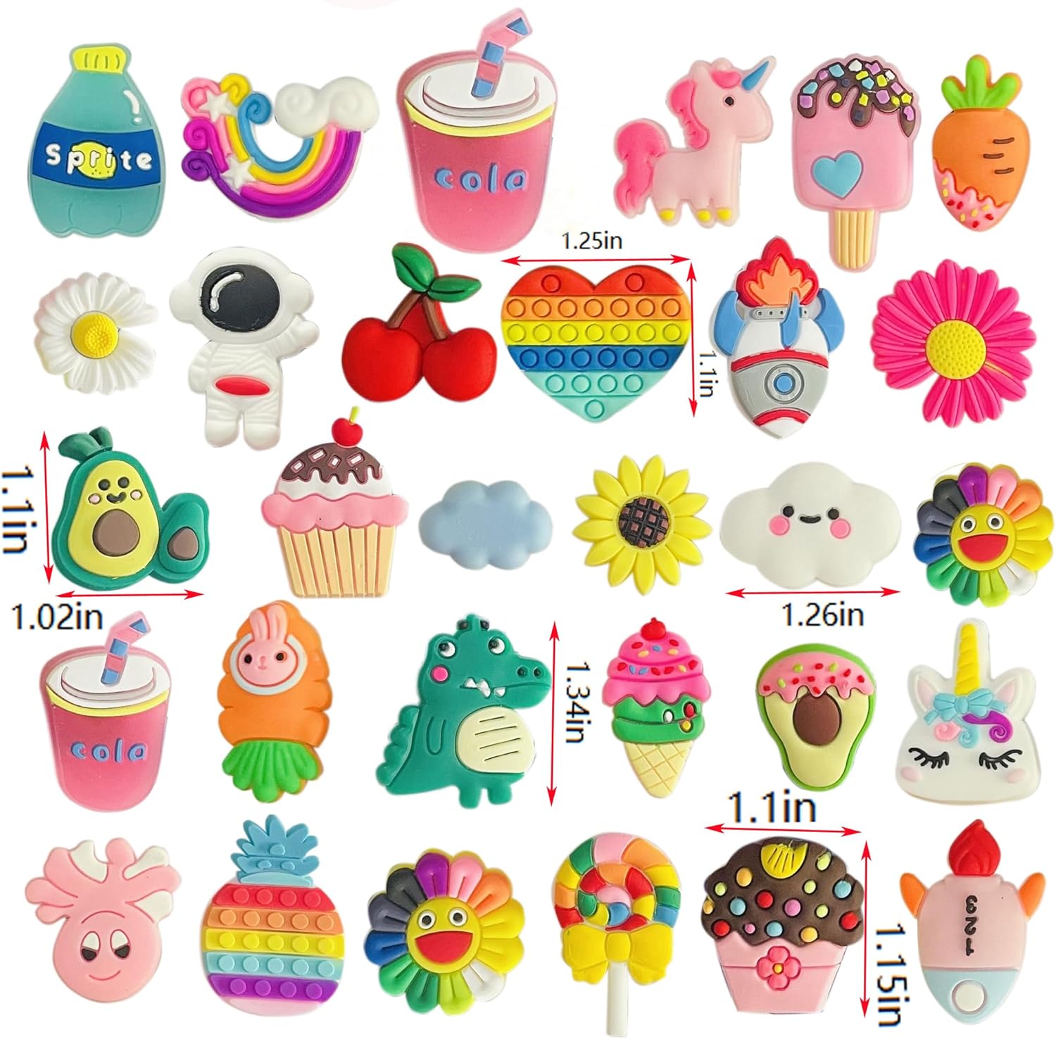 Monochef Shoe Charms 30 Pack for Girls Teens