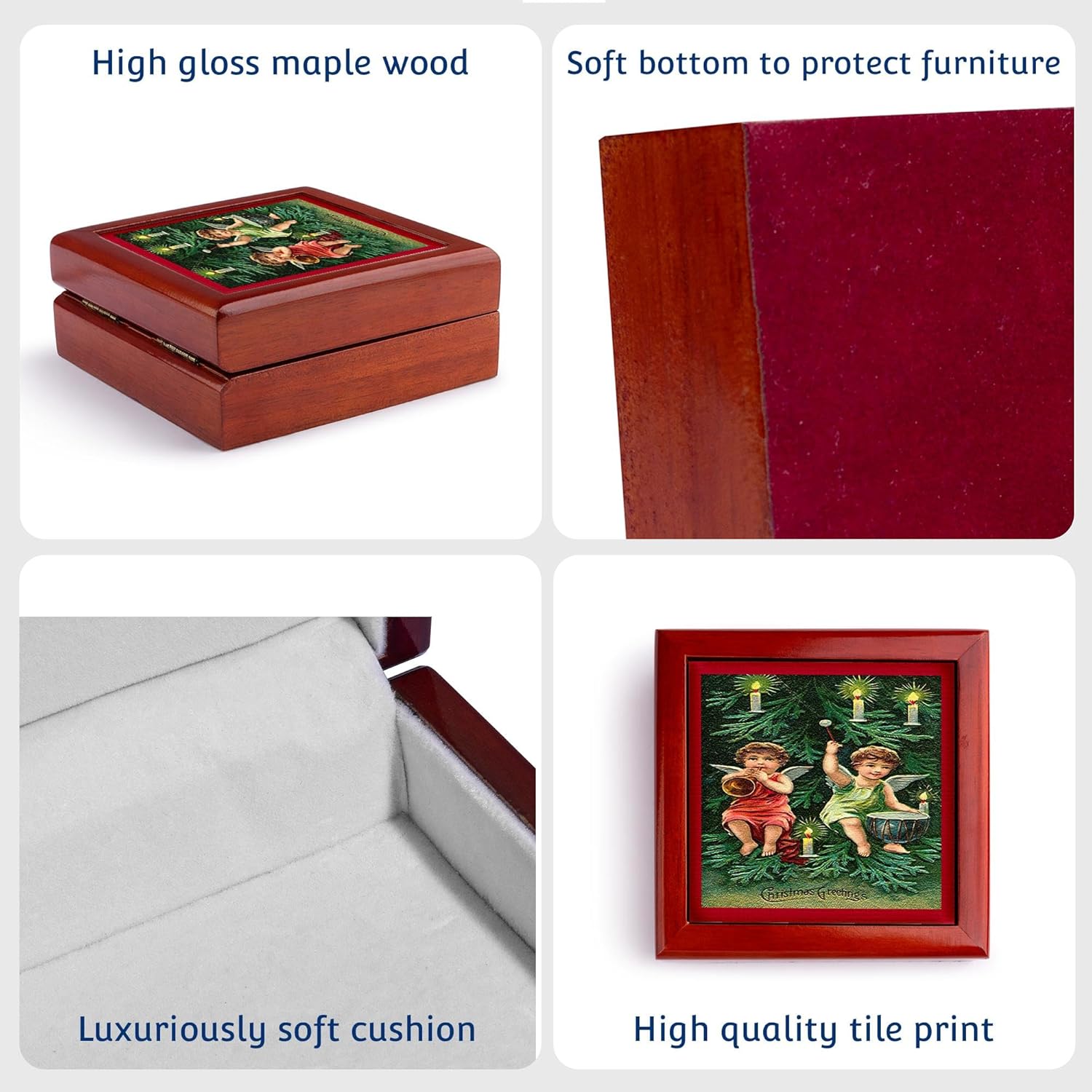 3dRose Decorative Jewelry Box with Angel Candle Lit Tree Scene