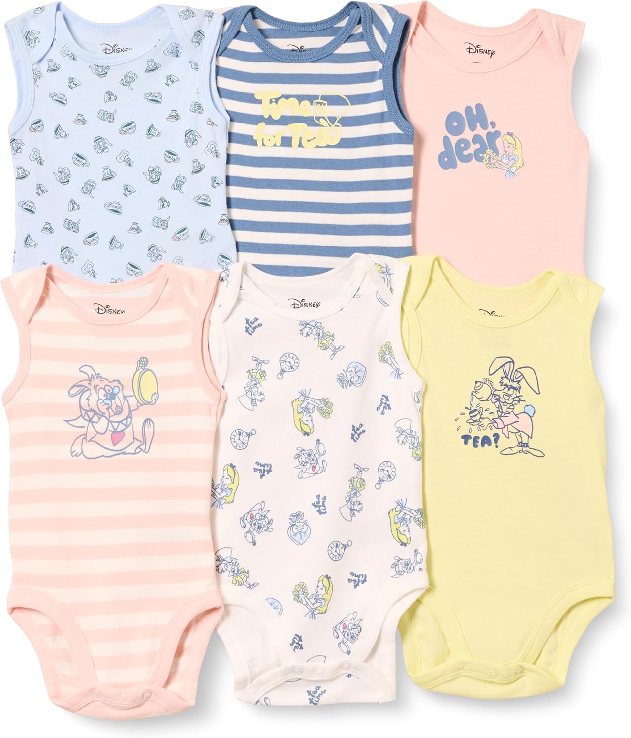 Amazon Essentials Disney Star Wars Princess Baby Girls Sleeveless Bodysuits Pack of 6