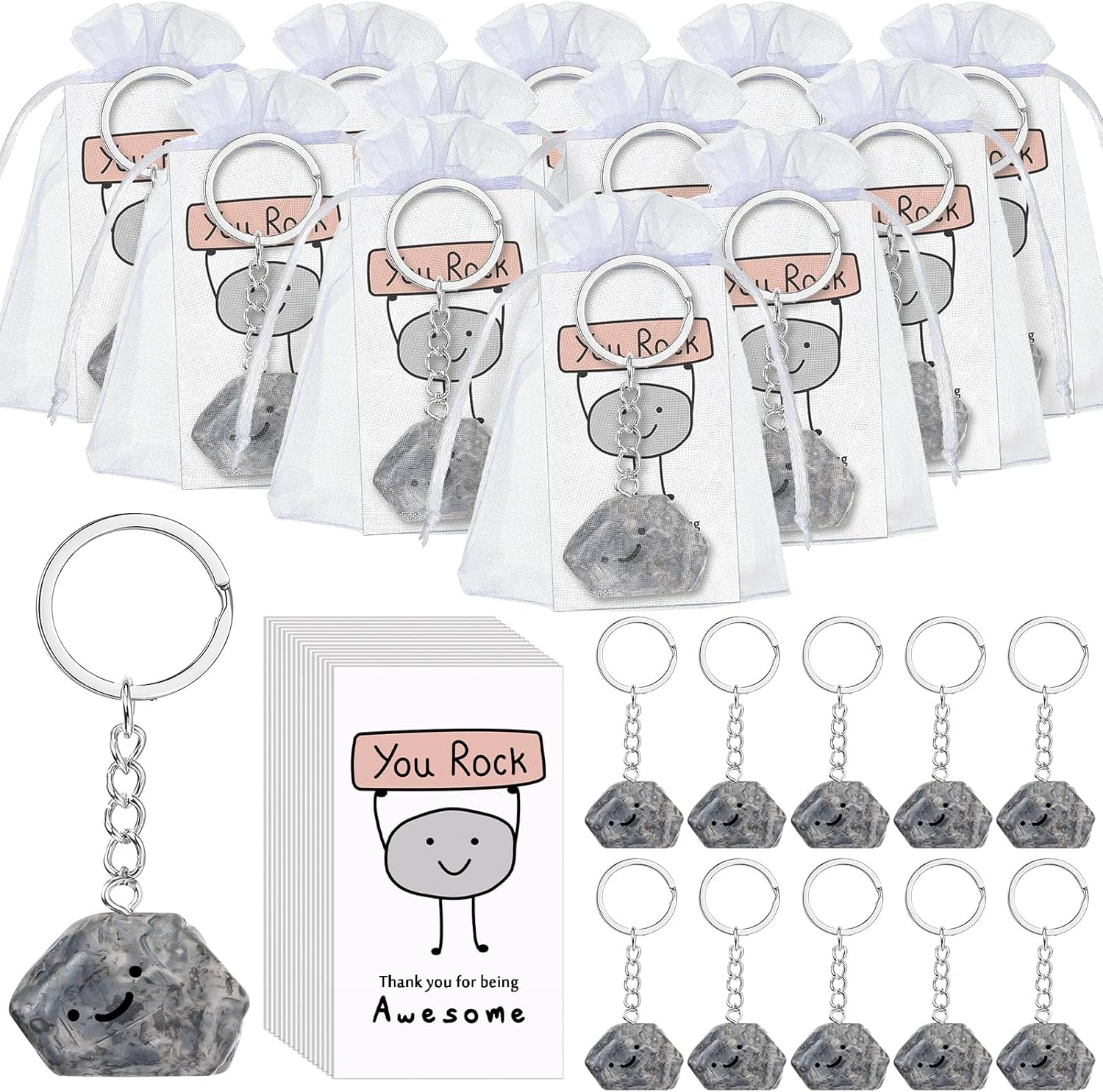 30 Sets Inspirational You Rock Keychain Gifts