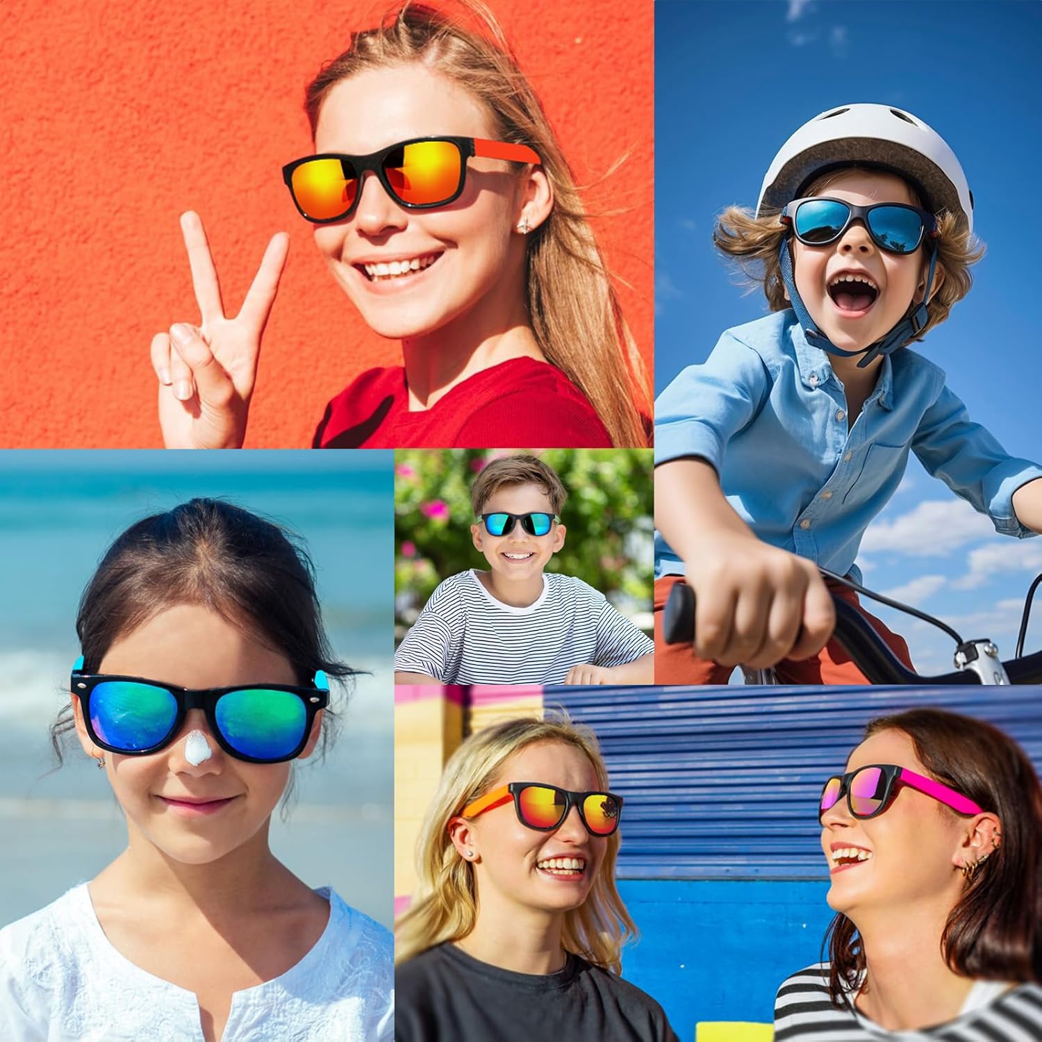 Yadiya Kids Sunglasses - 12PCS Bulk Retro Neon Party Favors