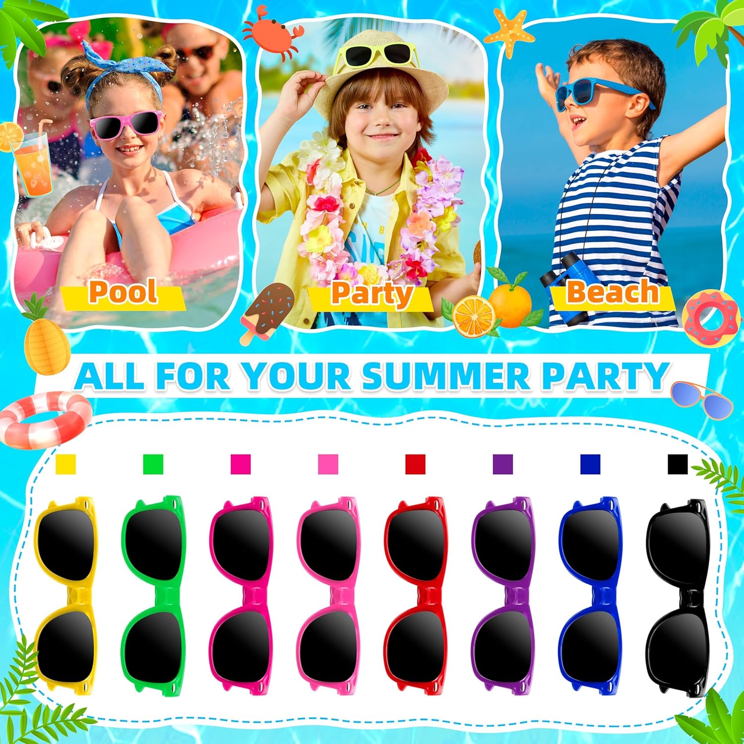 24 Pcs Kids Sunglasses Bulk UV400 Protection for Boys Girls 3-8