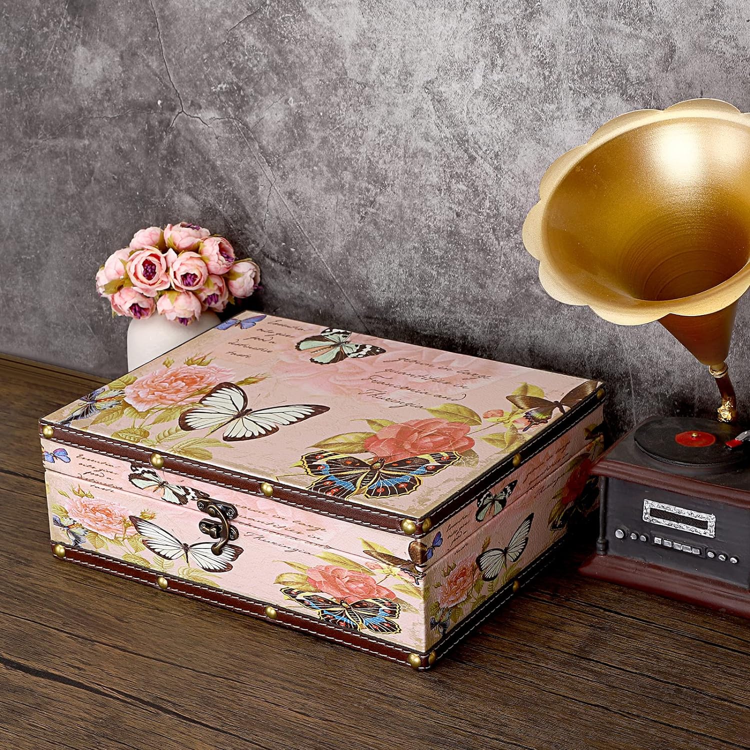 Elldo0 Butterfly Treasure Chest Box for Jewelry and Keepsakes