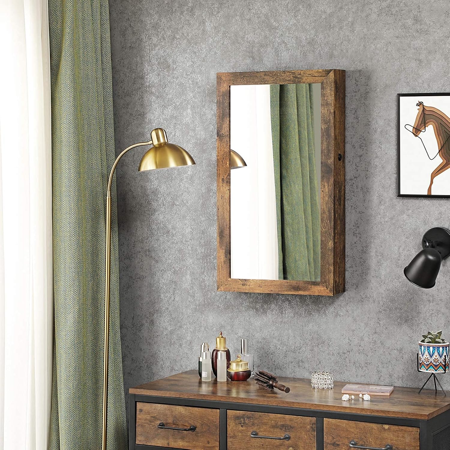 SONGMICS Lockable Jewelry Cabinet with Mirror UJJC051K01