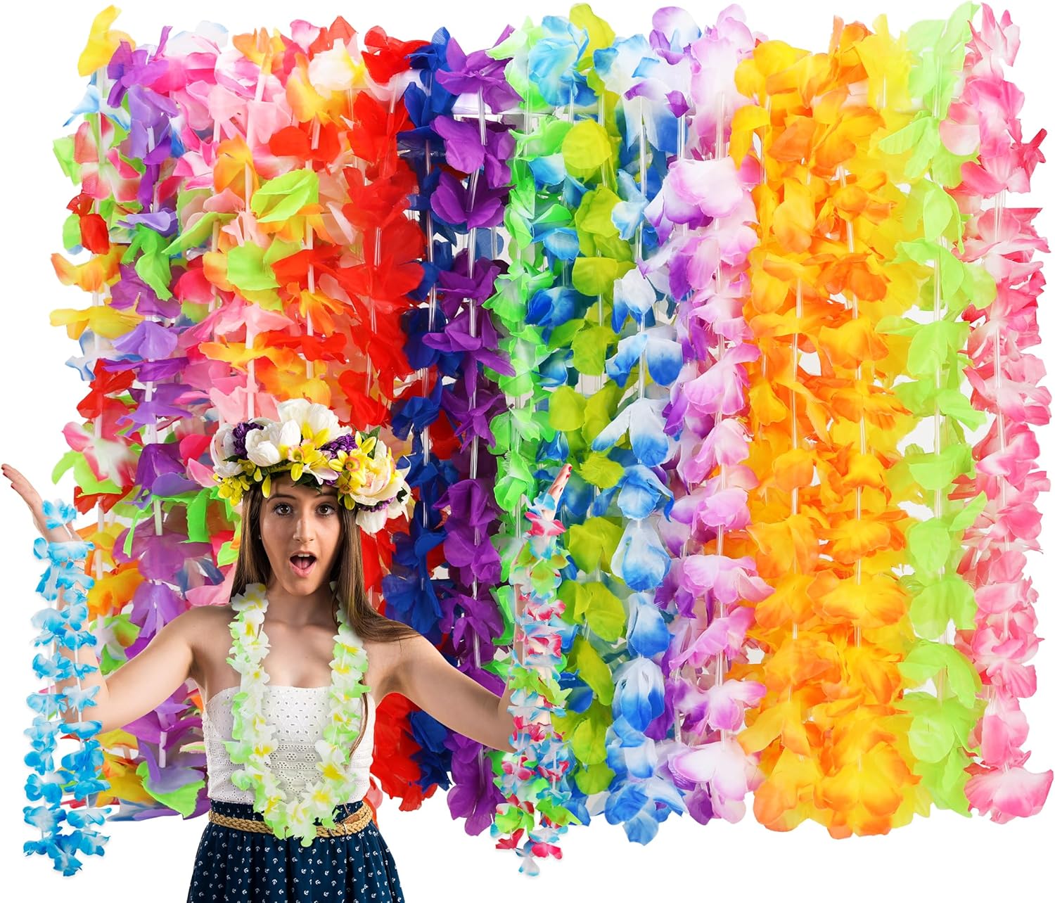 24pcs Hawaiian Leis for Luau Party Decorations