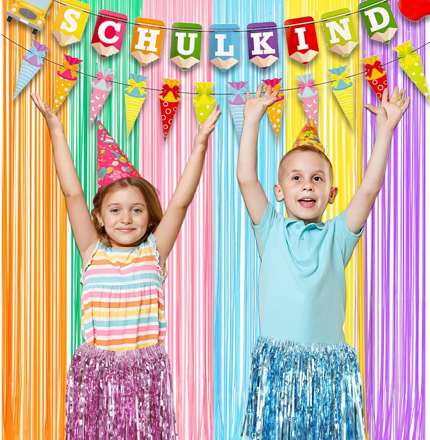 GREATRIL Foil Fringe Skirts 4 Pack for Dance and Birthday Parties