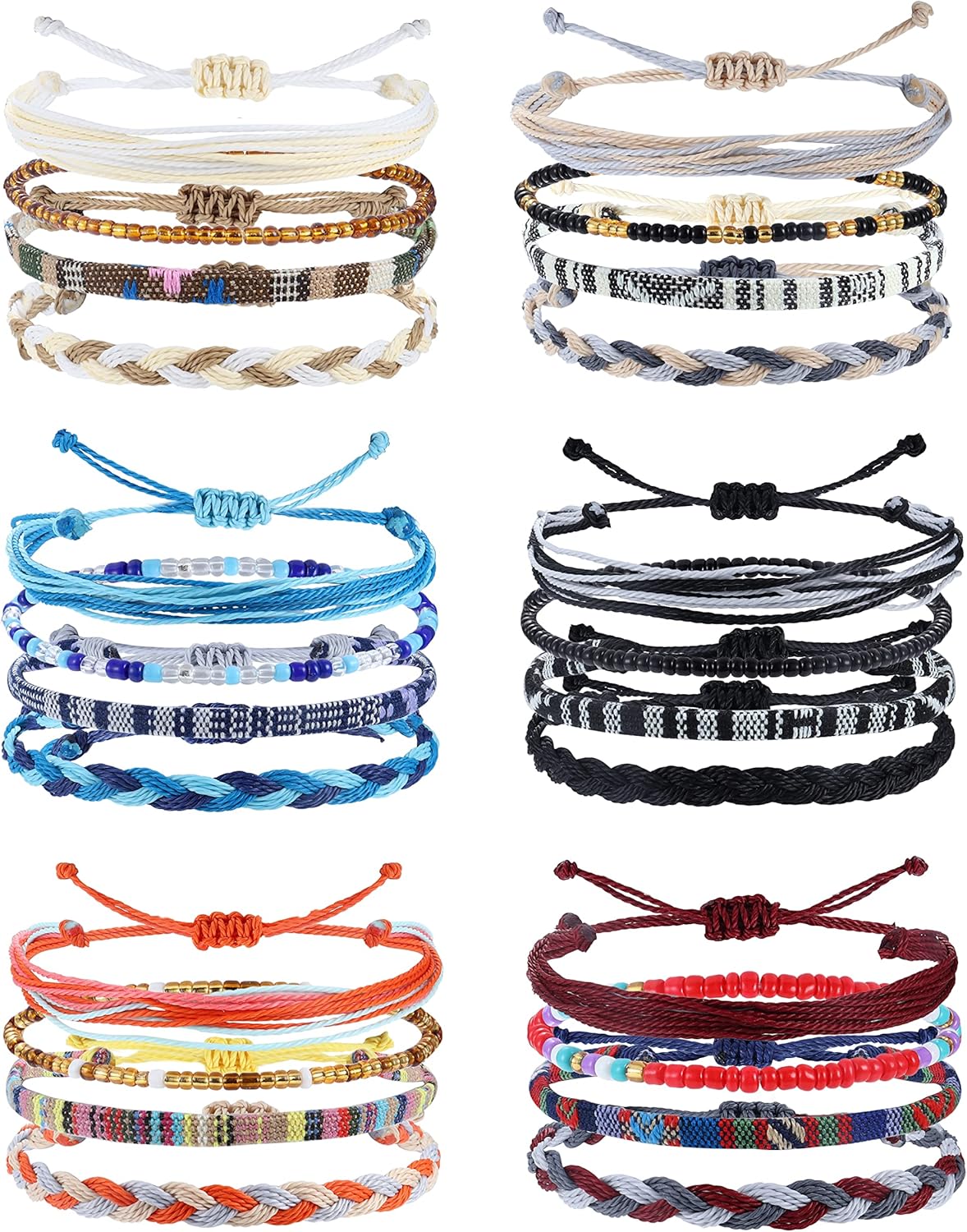 Florideco 24 Pcs Boho Surfer Bracelet Anklet