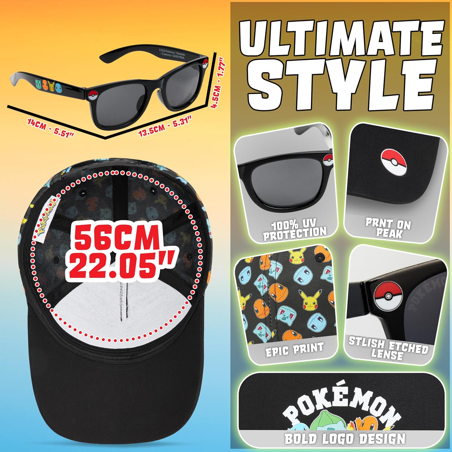 Get Trend Baseball Cap and Sunglasses Set for Kids