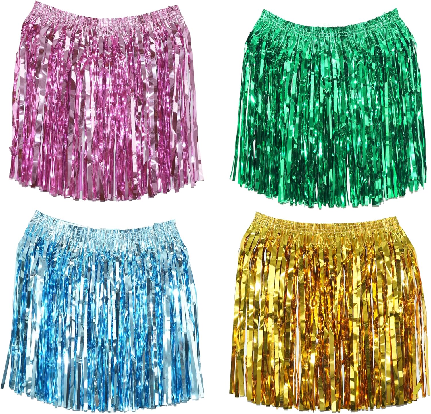 GREATRIL Foil Fringe Skirts 4 Pack for Dance and Birthday Parties
