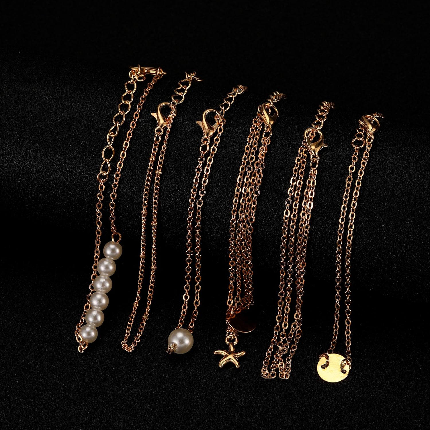 Softones 12pc Simple Silver Gold Bracelet Set Adjustable