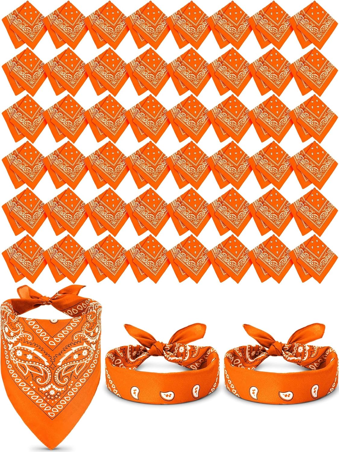 48 Piece Paisley Bandanas Novelty Headband Scarf for Parade Halloween Party
