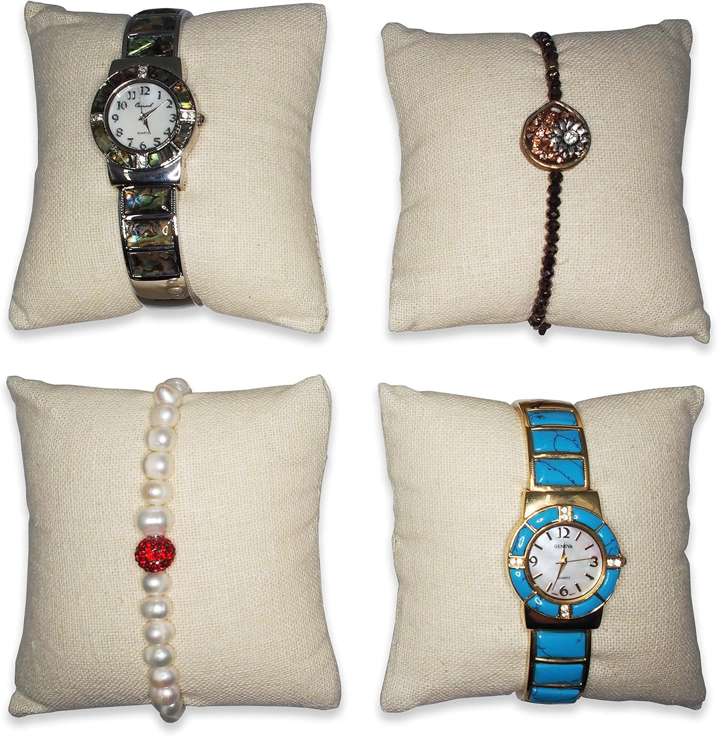 NicePackaging 6pcs 4x4 Inch Camelhide Beige Watch Pillow Display