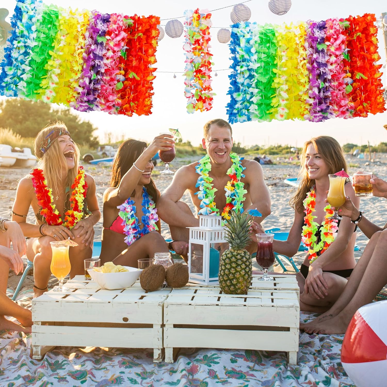 24pcs Hawaiian Leis for Luau Party Decorations