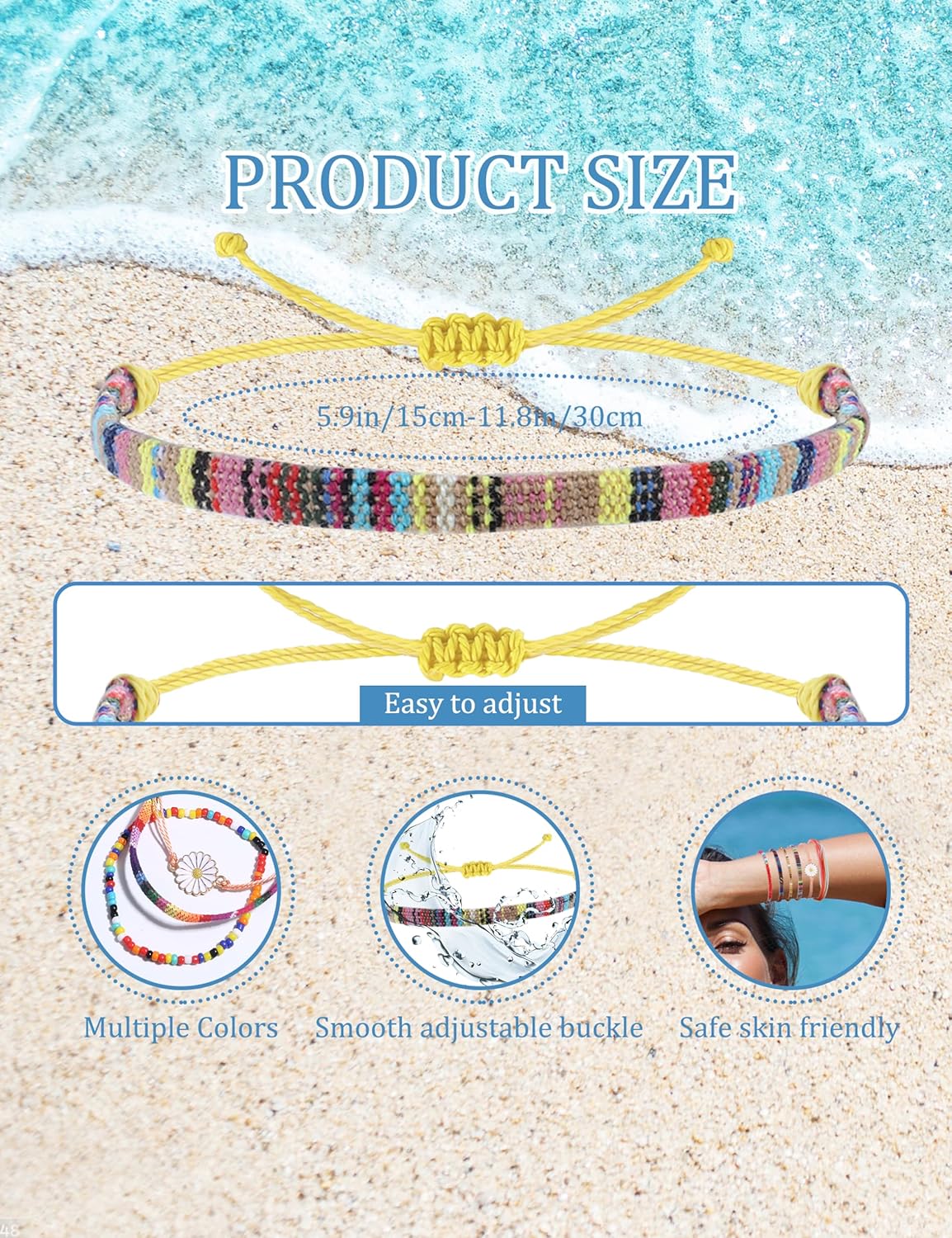 LOLIAS 24 Pieces Waterproof String Bracelets for Women