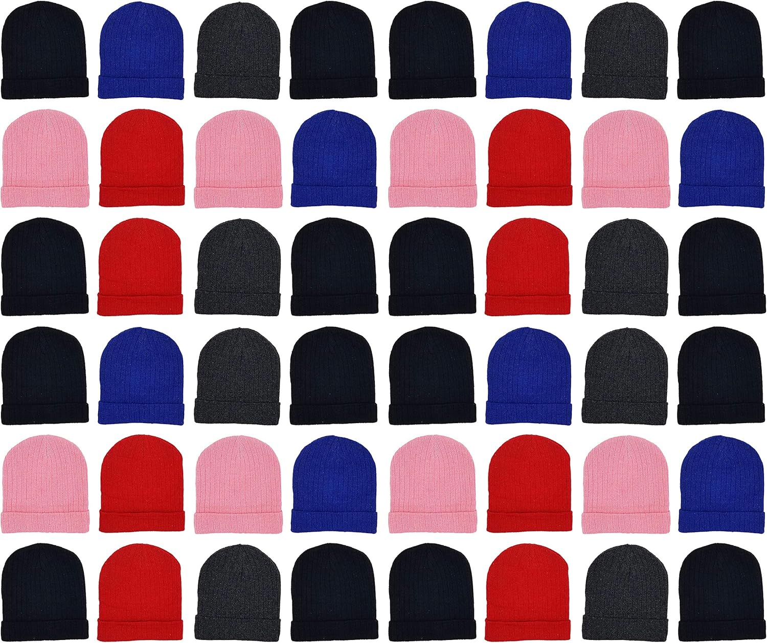 48 Pack Kids Winter Beanies for School and Outdoors