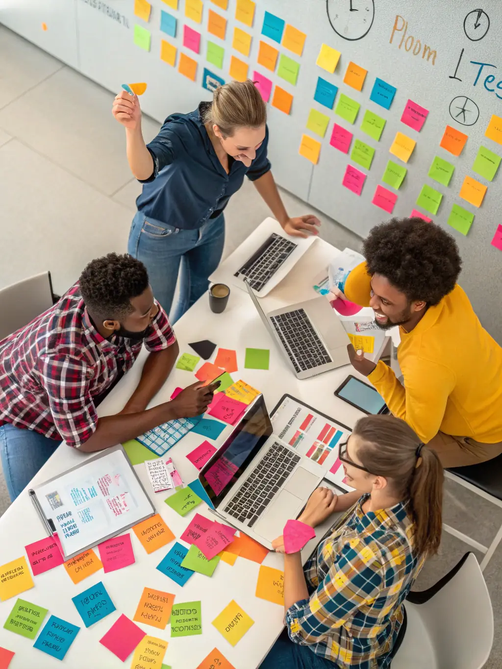 A diverse team collaborating on a cloud migration strategy, ensuring data security and seamless transition.